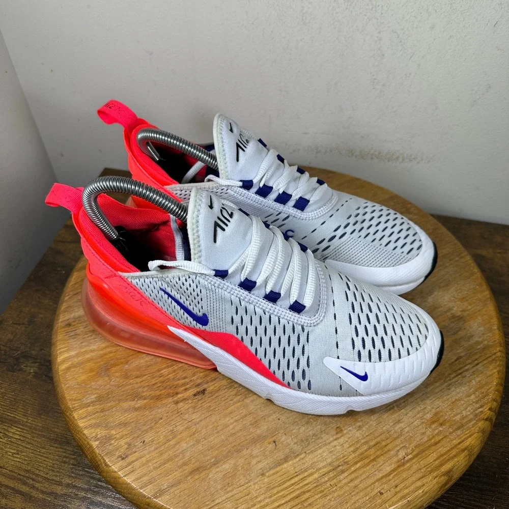 Nike Air Max 270 Womens 8 White Ultramarine Solar Red AH6789-101 Running Shoes
